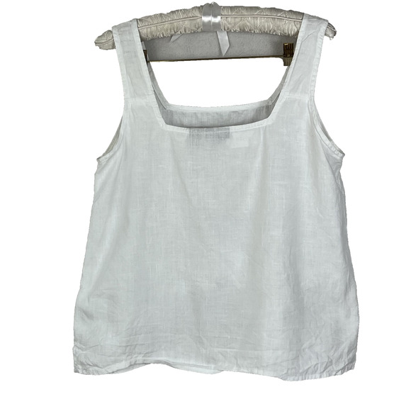 Tahari Tank Top Women's Size Medium White Sleeveless 100% Hemp - Picture 2 of 7